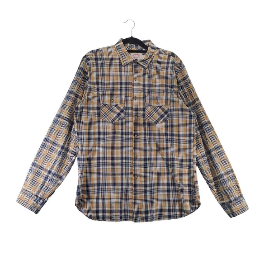 L X-Slim Brooks Brothers Dress Shirt Double Chest Pocket with Flap Western Style